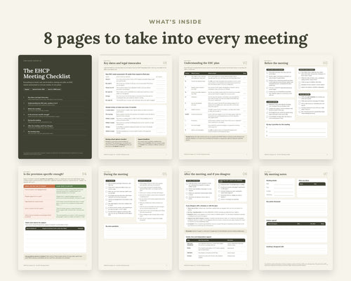 All 8 pages of the EHCP checklist