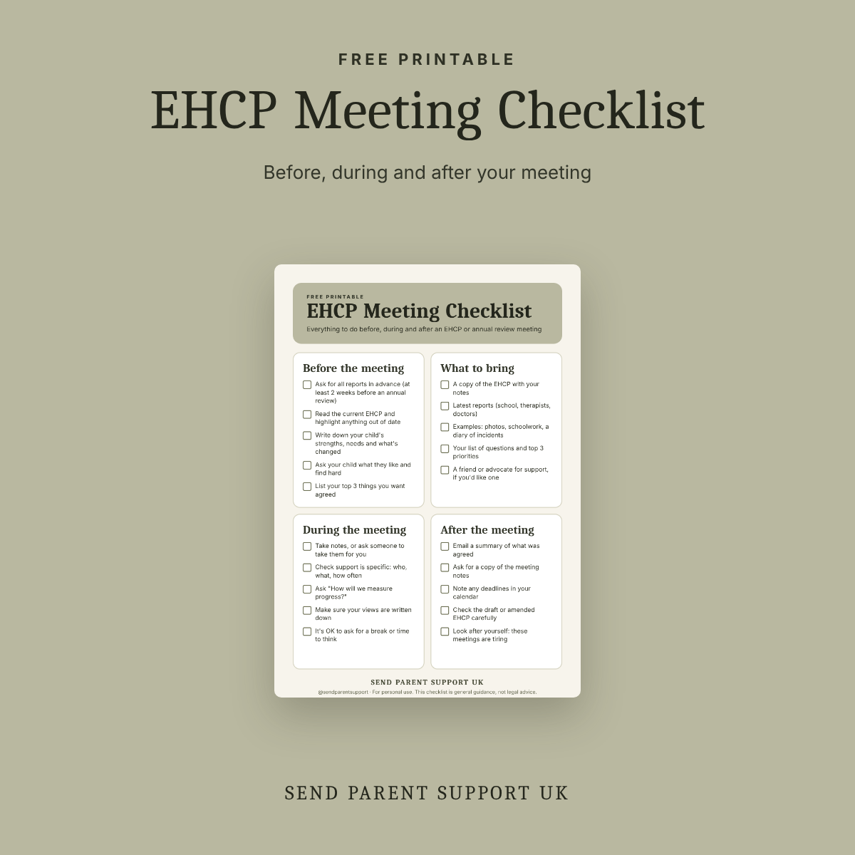 Free EHCP Meeting Checklist