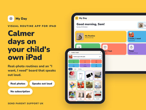 My Day visual routine app shown on an iPad